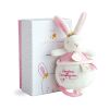 Doudou-Geschenkset - Plüsch rosa Kaninchen spielen Melodie 14 cm