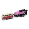 Welly Autoanhänger Volkswagen T1 + Volkswagen Beetle 1:34