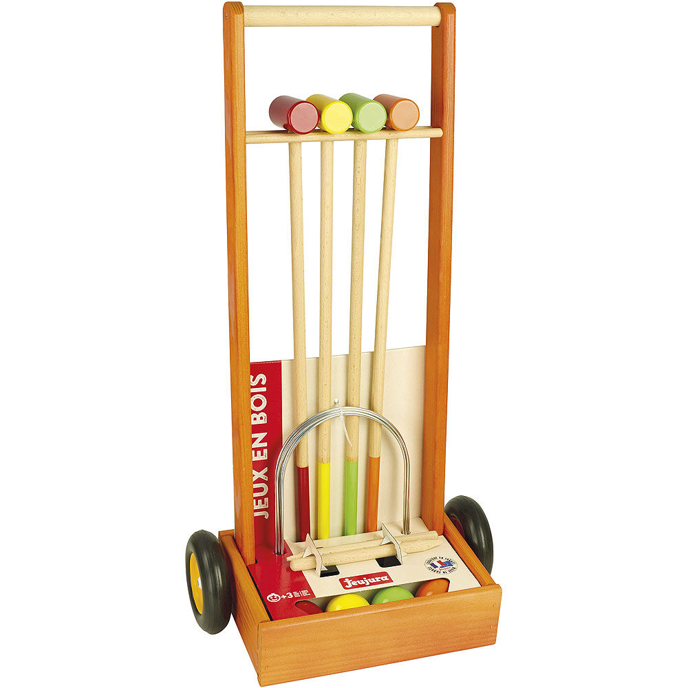 Jeujura Krocket-Spiel Aus Holz – 4 Spieler, Mit Tragetasche – Bunt, Französisches Qualitätsholzspielzeug