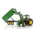 Bruder John Deere 7R 350 Traktor mit Frontlader und Tandem-Transportanhänger