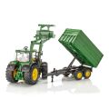 Bruder John Deere 7R 350 Traktor mit Frontlader und Tandem-Transportanhänger