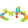 small foot Hölzerne kleine Eisenbahnstrecke mit Hubschrauber
