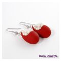Live Jewellery - Tränenohrringe rot mit anhaltenden weißen Blüten