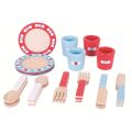 Bigjigs Toys Esstischset aus Holz mit Tupfen