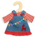 Bigjigs Toys Jeans Latzkleid mit gestreiftem Shirt für Puppe 28 cm