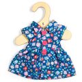 Bigjigs Toys Dunkelblaues Kleid mit Blumenmuster für Puppe 28 cm