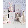 Doudou-Geschenkset - Kaninchenspielzeug mit Schnullerhalter 15 cm