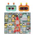 Petit Collage Puzzle-Roboter 100 Teile mit 3D-Brille