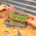 RoboTime 3D-Holzpuzzle Station mit Sakura-Bäumen