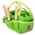 Bigjigs Toys Gartengeräte-Set in Segeltuchtasche grün