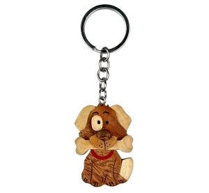 2Kids Toys Großer Schlüsselanhänger aus Holz Hund mit Knochen