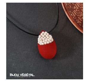 Live-Schmuck - Halskette Tear rot mit permanenten weißen Blumen