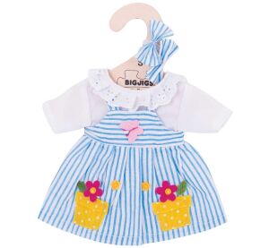 Bigjigs Toys Blau gestreiftes Kleid für Puppe 28 cm