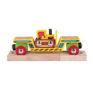 Bigjigs Rail Wagon mit Planierraupe + 2 Gleise