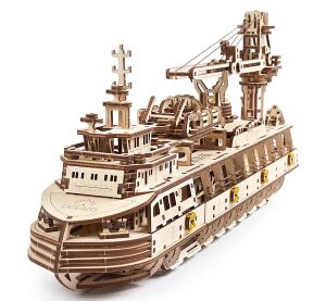 Ugears Mechanisches 3D-Holzpuzzle Forschungsschiff
