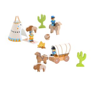 Jeujura Holzfiguren für Wild West 12 Stück