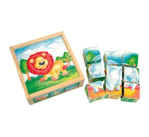 Bino Holzspielzeug Picture Blocks Wild Animals 9 Stück