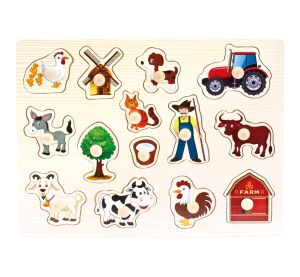 Bino Holzpuzzle Bauernhof 14 Teile