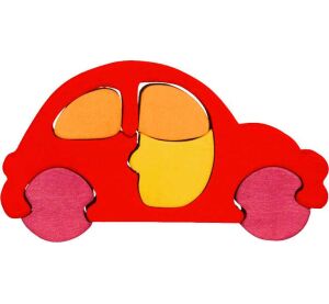 Fauna Massivholz Interlocking Puzzle kleines Auto rot