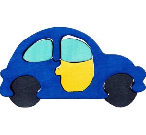 Fauna Massivholzpuzzle kleines Auto blau
