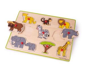 Bigjigs Toys Safari-Puzzleeinsatz mit Griff