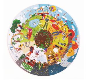 Bigjigs Toys Rundes Bodenpuzzle Vier Jahreszeiten 50 Teile