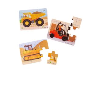 Bigjigs Toys Puzzle 3in1 Baumaschinen