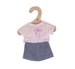 Bigjigs Toys Weißes T-Shirt mit Jeansrock für Puppe 28cm