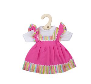Bigjigs Toys Rosa Kleid mit gestreifter Zierleiste für Puppe 34 cm