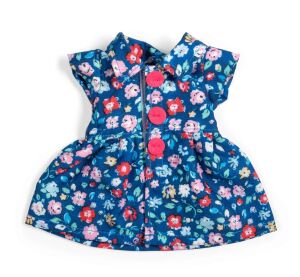 Bigjigs Toys Dunkelblaues Kleid mit Blumenmuster für Puppe 28 cm