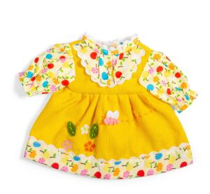 Bigjigs Toys Gelbes Kleid mit Äpfeln und Blümchen für Puppe 28 cm