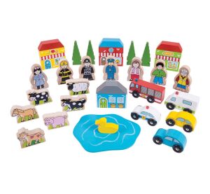 Bigjigs Rail Großes Set mit Zubehör für Holzeisenbahnen