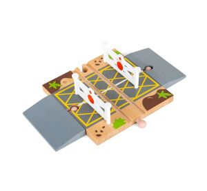 Bigjigs Rail Hölzerner Bahnübergang für Autos mit Schranken