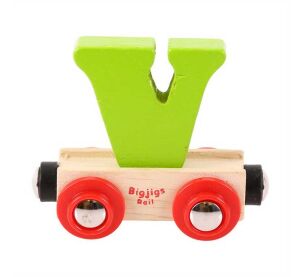 Bigjigs Rail Wagon Holzschienenbahn - Buchstabe V