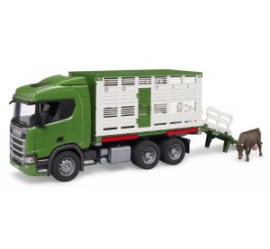 Bruder Scania Tiertransporter mit Kuhfigur