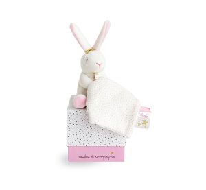 Doudou-Geschenkset - Plüschkaninchen mit Fliegenpilz 10 cm rosa