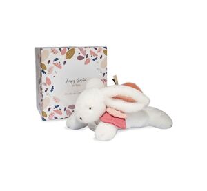 Doudou-Geschenkset - Plüschkaninchen mit dunkelrosa Pompon 25 cm