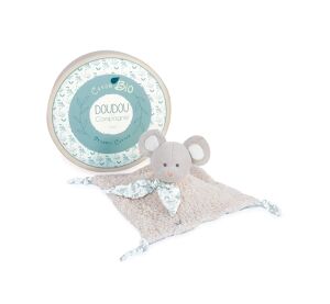 Doudou-Geschenkset - Plüschmaus mit quadratischer Decke aus Bio-Baumwolle 25 cm