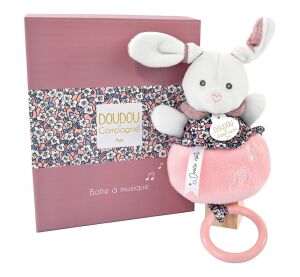 Doudou-Geschenkset - Plüsch Kaninchen spielen Melodie rosa 20 cm