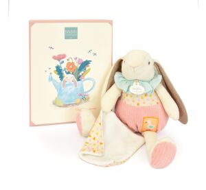 Doudou Geschenkset rosa 
Kaninchen Ciboulette mit Decke 28 cm
