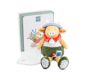 Doudou Geschenkset Plüschkuh Aneth mit Decke grün 28 cm
