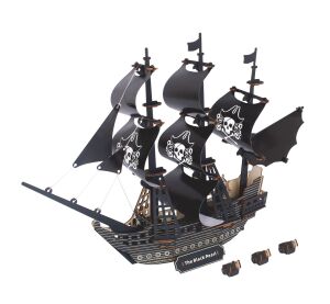 Woodcraft Hölzernes 3D Puzzle Piratenschiff Black Pearl