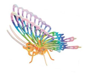 Woodcraft hölzerne 3D Puzzle Schmetterling farbig