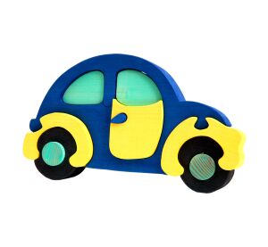 Fauna Massivholz Einlegepuzzle Auto blauer Käfer