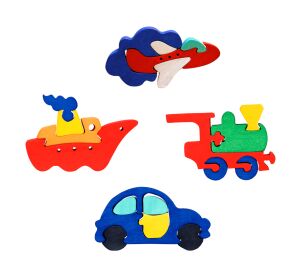 Fauna Holzpuzzle Set Fahrzeuge 4 Teile