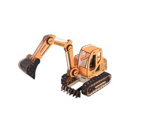 Woodcraft Holz 3D Puzzle Bagger orange