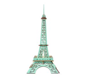 Woodcraft Hölzernes 3D Puzzle Eiffelturm türkis