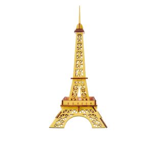 Woodcraft Hölzernes 3D Puzzle Eiffelturm gelb
