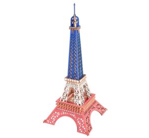 Woodcraft Hölzernes 3D puzzle Eiffelturm in den Farben von Frankreich