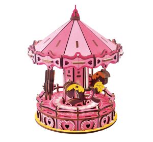 Woodcraft Hölzernes 3D Puzzle Karussell